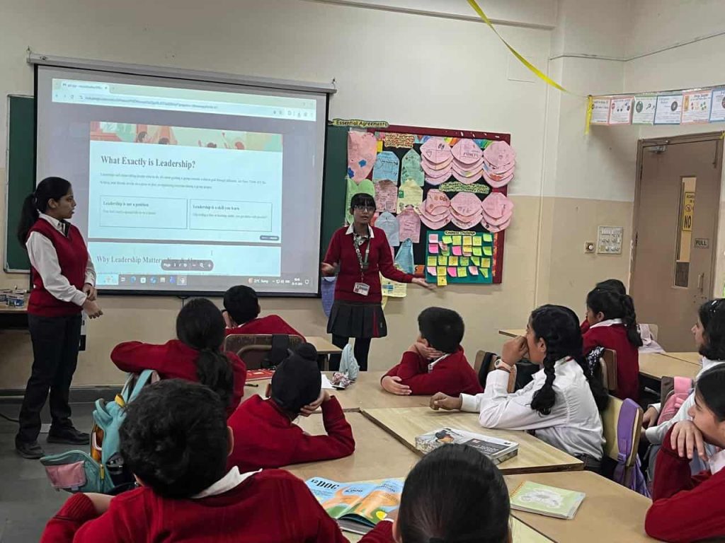 students actively participating in leadership talk